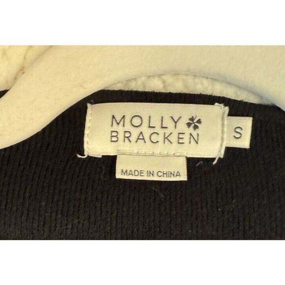 Molly Bracken Open Front Black Cardigan Sweater Sequin Furry Sleeve Size Small - Picture 5 of 7